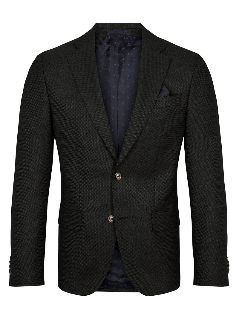 Virgin Wool Hopsack Blazer - Black