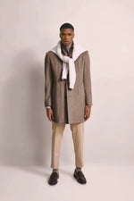 Wool Coat with Removable Vest Insert - Taupe