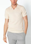 Jersey V-Neck Polo - Beige