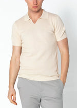 Jersey V-Neck Polo - Beige