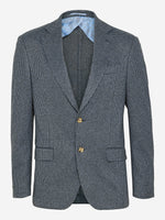 Mouline Jersey Houndstooth Blazer - Mid Blue