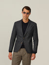 Mouline Jersey Houndstooth Blazer - Mid Blue