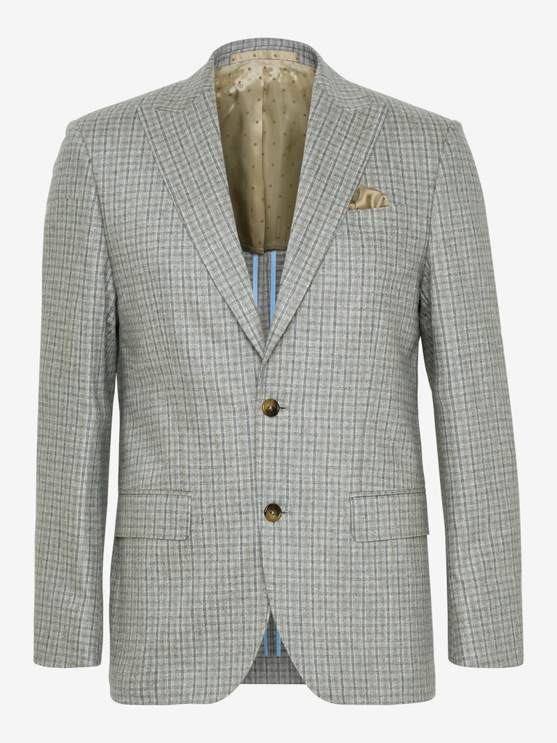 Italian Wool Cashmere Blazer with Stretch - Light Grey