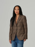 Italian Wool Glen Plaid Blazer - Brown