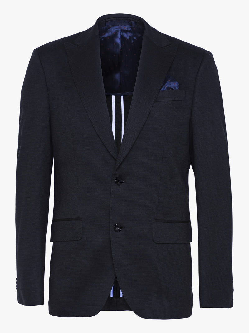 Italian Pique Jersey Blazer - Dark Navy