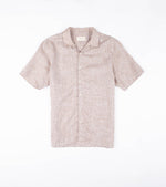 Camp Collar Linen Short Sleeve Shirt - Almond