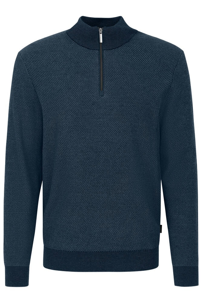 Two-Tone Quarter Zip Pullover - Blue