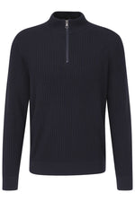 Waffle Textured Quarter Zip Pullover - Navy