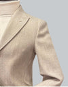 Unlined 3 Button Wool Overcoat with Peak Lapel - Sand