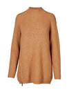 Venja Ribbed Mock Neck Sweater with Zipper - Sand