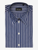 Cotton Poplin Striped Shirt - Navy