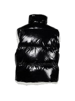 Violet High Collar Puffer Vest - Black