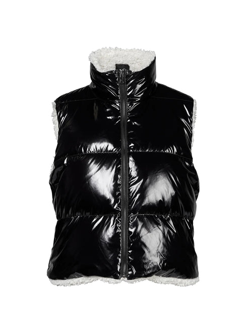 Violet High Collar Puffer Vest - Black