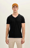 V-Neck Cotton T-Shirt - Black