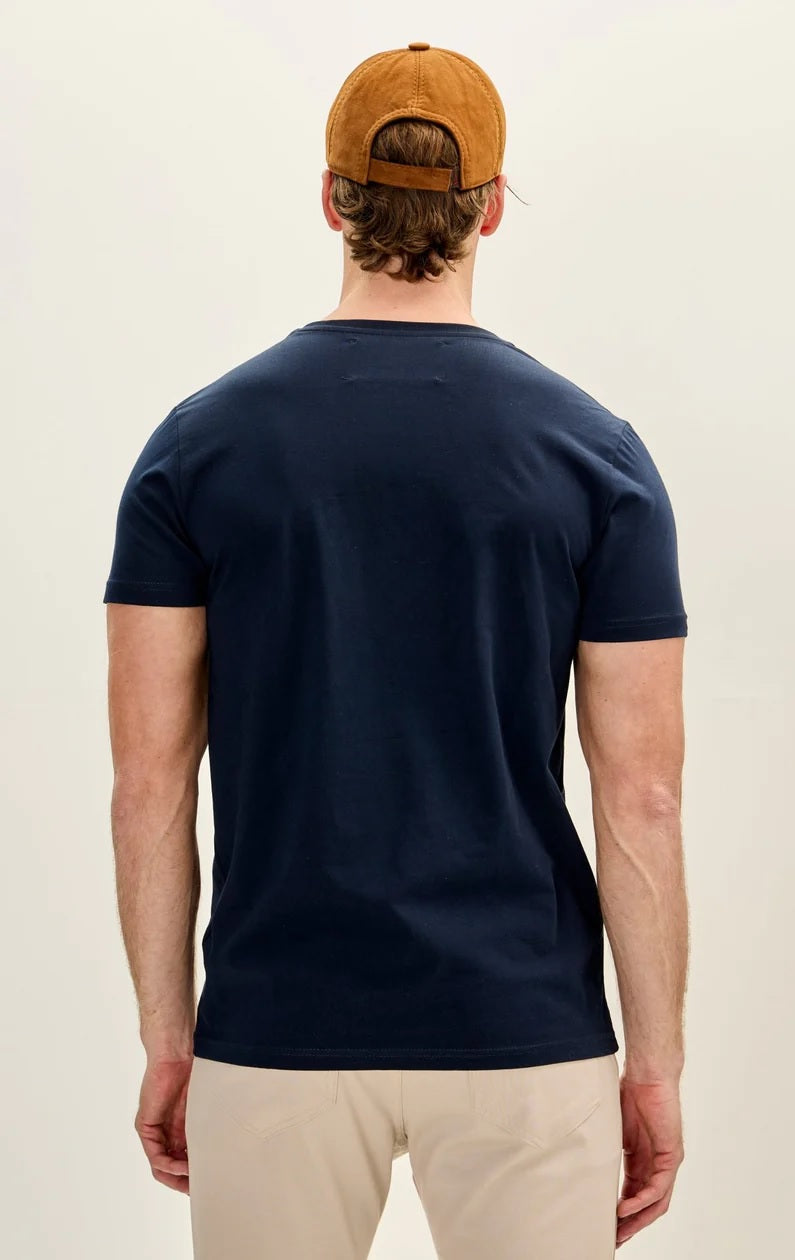 V-Neck Cotton T-Shirt - Navy