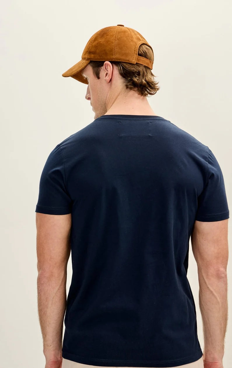 V-Neck Cotton T-Shirt - Navy