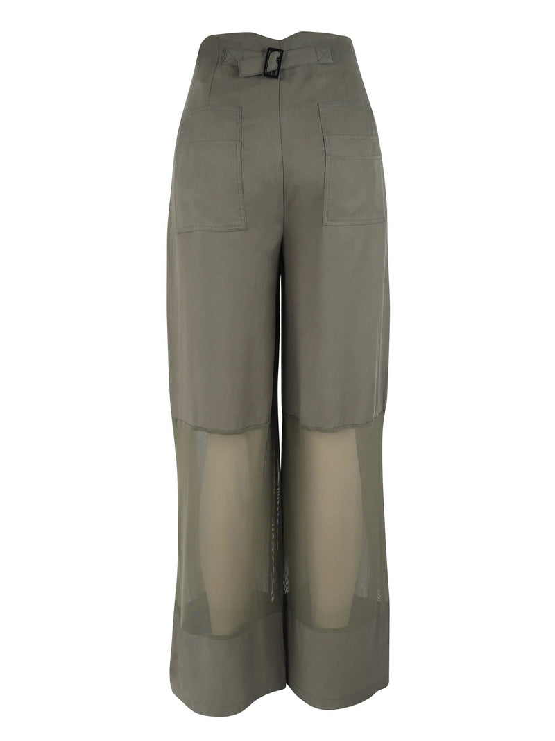 Yrja Mesh Detail Trousers - Olive