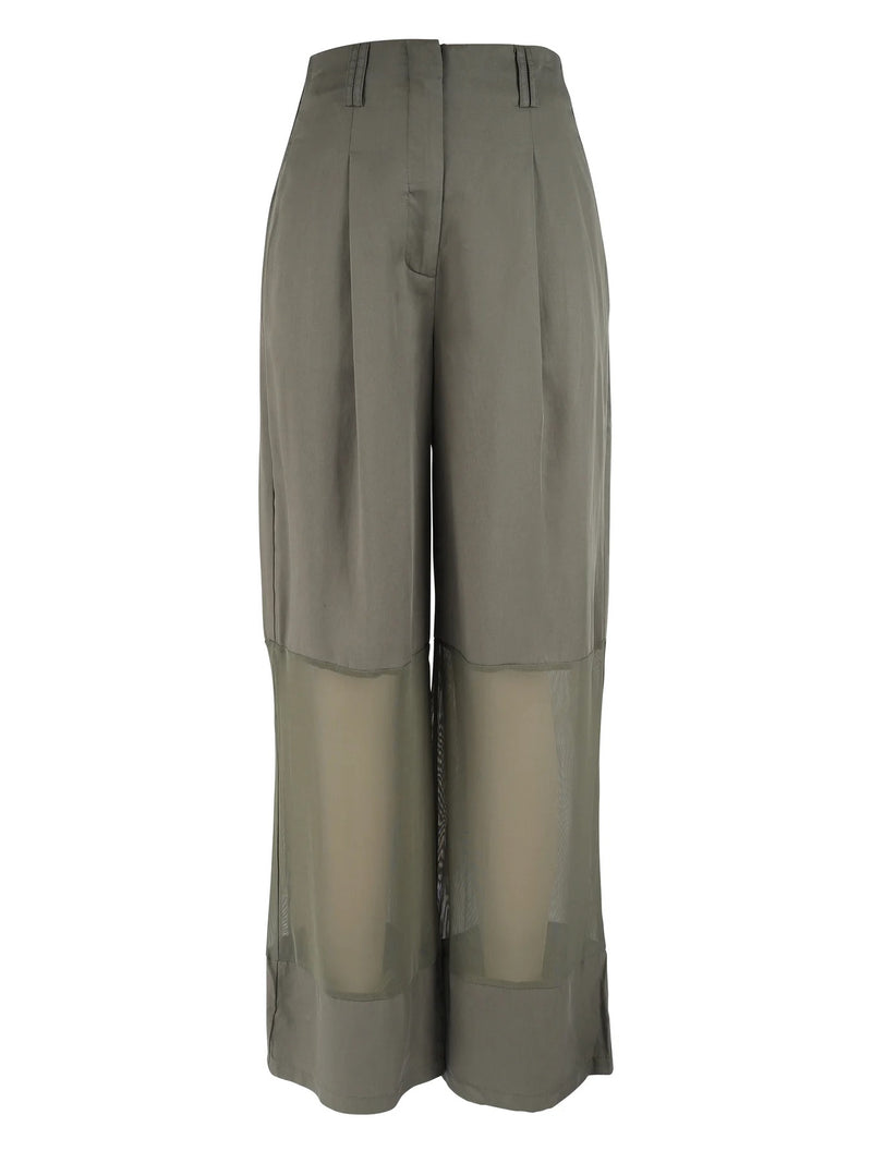 Yrja Mesh Detail Trousers - Olive