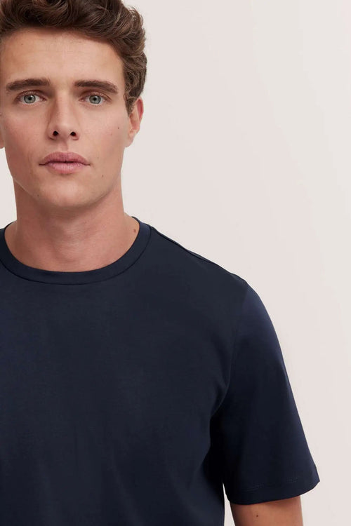 Cotton Crewneck T-Shirt - Navy