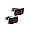 Boxed Rectangle Cufflinks - Ruby Red/Silver