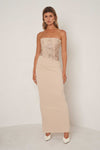 Embroidered Lace Corset Gown - Ecru