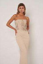 Embroidered Lace Corset Gown - Ecru