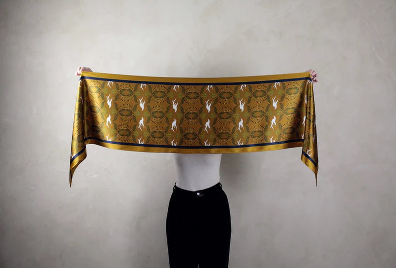 15x75 Printed Silk Scarf - Chartreuse