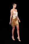 Ombre Beaded Fringe Mini Dress - Gold