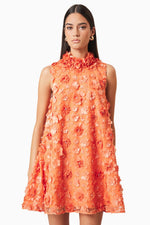 Floral Trapeze Mini Dress - Orange