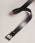 Stitch Detail Leather Belt - Black