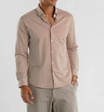 Techno Stretch Striped Long Sleeve Shirt - Tan