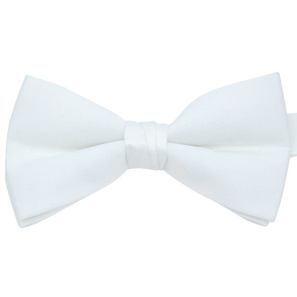 Satin Banded Bow Tie - White