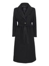 Belted Cashmere Coat with Wide Lapel - Black