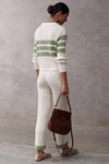 Knit Cotton Pants with Contrast Waist & Hem - Pistachio