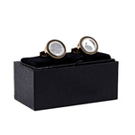 Boxed Round Cufflinks - Grey/Gold