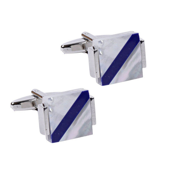 Boxed Square Cufflinks - Opal/Silver