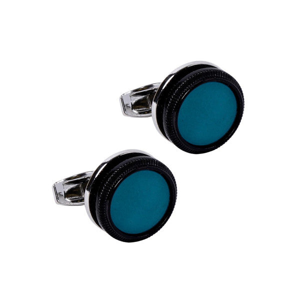 Boxed Round Cufflinks - Turquoise