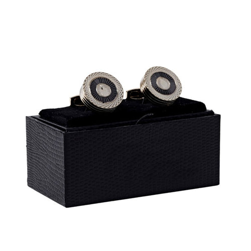 Boxed Round Cufflinks - Gunmetal/Rose Gold