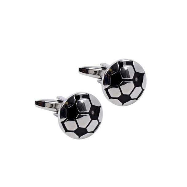 Soccer Ball Novely Cufflinks - Silver