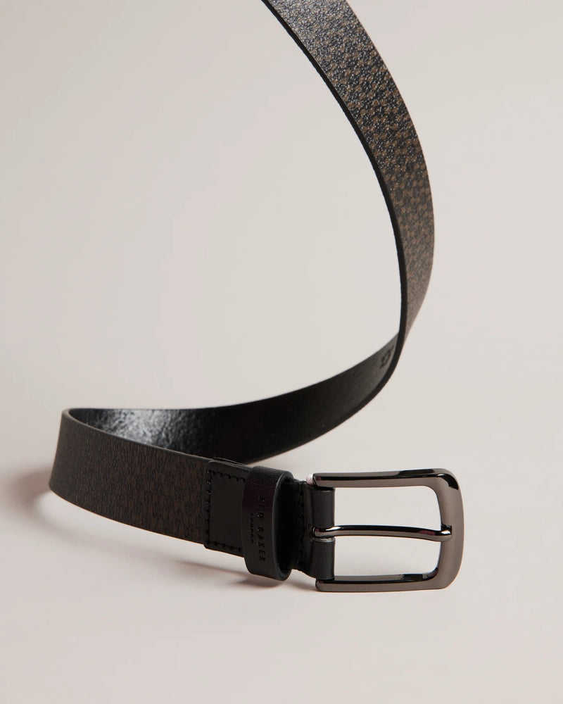 Geometric Leather Belt - Black