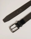 Geometric Leather Belt - Black