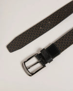 Geometric Leather Belt - Black