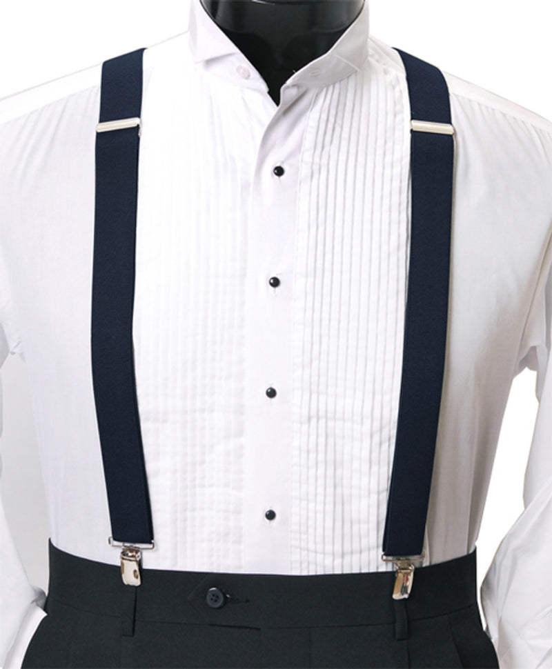 Clip Fastening Suspenders - Navy