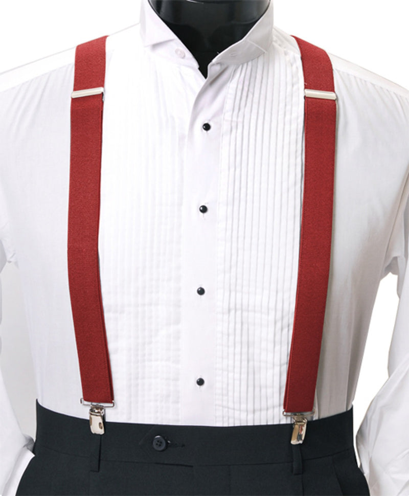 Clip Fastening Suspenders - Red