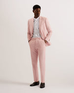 Slim Cotton Linen Trousers - Light Pink