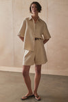 Tailored Linen Shorts with Cuffed Hem - Dew