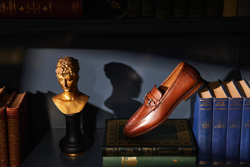 Calf Leather Loafers with Metal Bit - Cognac