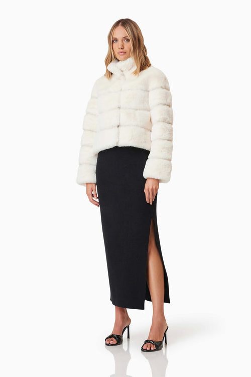 Faux Fur Panel Jacket - Ivory