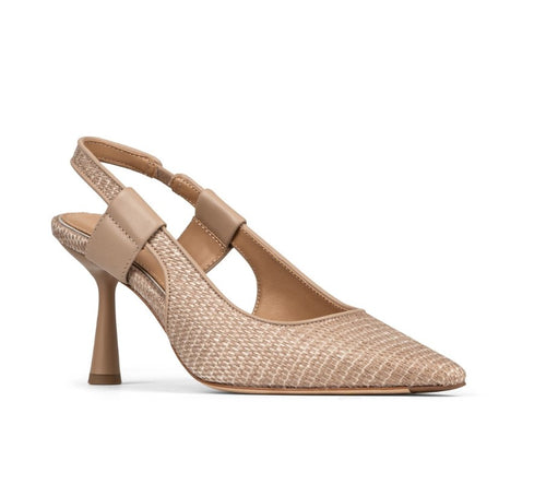 Woven Raffia Slingback Pumps - Sand