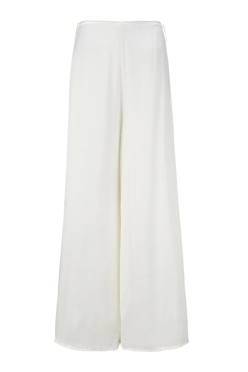 Silky Cupro Wide Leg Pants - Ecru